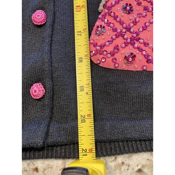 Michael Simon Womens Size 2XL Black Pink Cardigan Sweater Lipstick & Purse - Picture 15 of 15